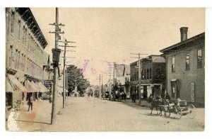 VT - Morrisville. Main St, Centennial Block (left) ca 1900  (chipped, stained)