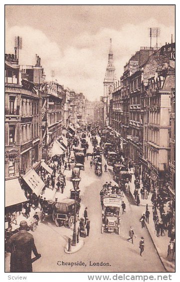 Cheapside, Busy Street View, LONDON, England, UK, 1900-1910s