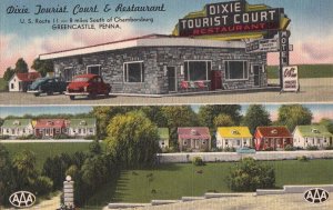 Postcard Dixie Tourist Court & Restaurant Greencastle PA