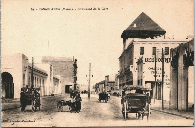 Morocco Casablanca Place de France Vintage Postcard 04.08