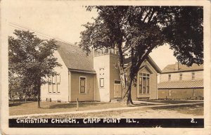 RPPC,c.'12,  Camp Point, IL, Christian Church, Quincy Area, Old Post Card