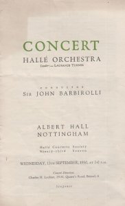 Albert Hall Nottingham John Barbirolli Cello 1950 Classical Theatre Programme