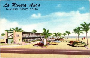 Palm Beach Shores, FL Florida  LA RIVIERA APT'S MOTEL  Roadside  LINEN Postcard
