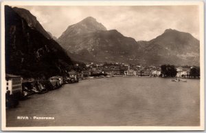 Riva - Panorama Italy Ocean View Buildings and Mountain Real Photo RPPC Postcard