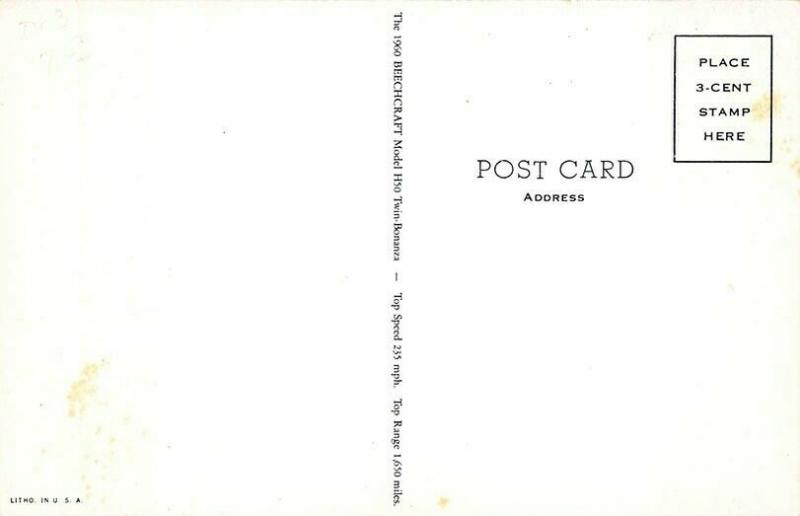 Beechcraft Prop Airplane Passengers Debarking Postcard