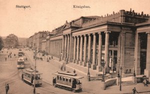 Vintage Postcard Konigsbau Shopping District Historic Building Stuttgart Germany