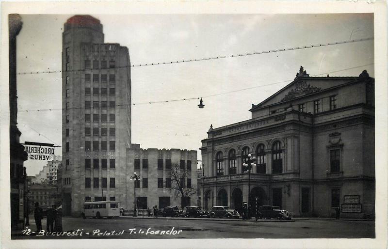 Romania Bucuresti Bucharest 1930s Real Photo Postcard Palatul Telefoanelor