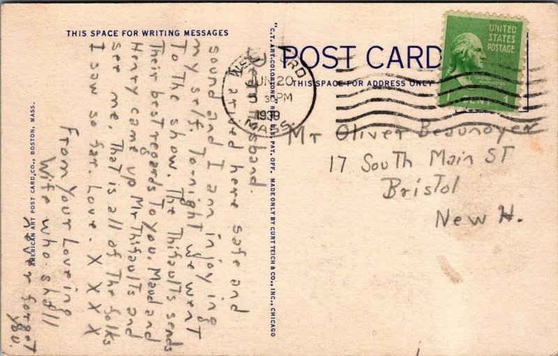 Postcard Ann Street Canal Lowell MA 1939