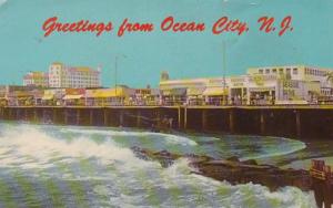 New Jersey Ocean City Greetings Showing Surf At High Tide