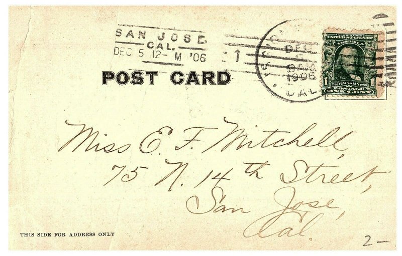 Mission San Jose Postcard Pernau Brothers Postcard 1906 