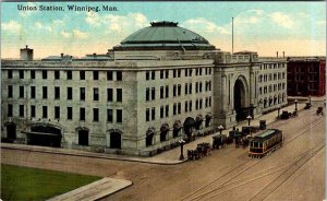 Postcard TRAIN STATION SCENE Winnipeg Manitoba MB AO0074