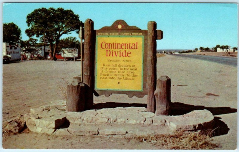 CONTINENTAL DIVIDE, New Mexico NM  ~ ROUTE 66 Historic Marker ca 1960s Postcard