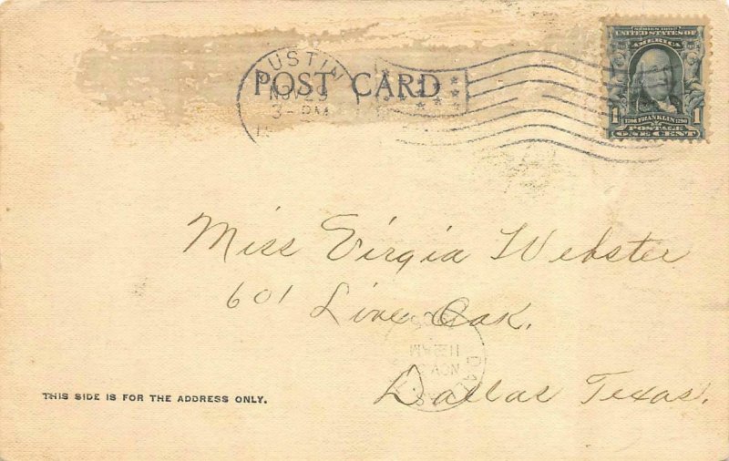 AUSTIN, Texas TX     AUSTIN HIGH SCHOOL     ca1900's UDB B&W Postcard