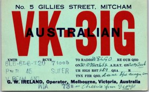 Radio Card VK-3IG Australian Melbourne Victoria Australia Posted Postcard