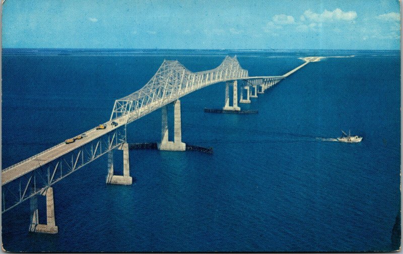 Vtg Sunshine Skyway Bridge across Tampa Bay St Petersburg Florida FL Postcard