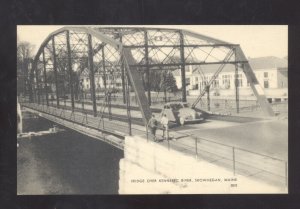 SKOWHEGAN MAINE KENNEBEC RIVER BRIDGE VINTAGE POSTCARD