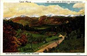 Vtg Estes Park View Park Hill Rocky Mountain National Park Colorado CO Postcard