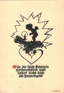 US4818 Angel Candle Merry Christmas Postcard artist signed georg plischke