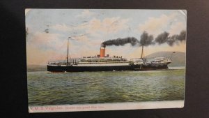 1907 Ship Postcard Cover Halifax NS CAnada  Reading Berks England RMS Virginian