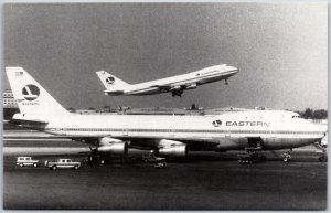 Airplane Eastern Airlines Boeing 747, Aviation Real Photo RPPC, Vintage Postcard