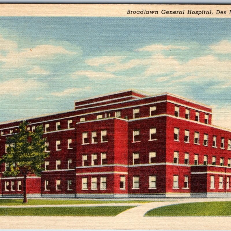 1943 Des Moines, IA Broadlawn General Hospital Brick Building Medical Teich A252