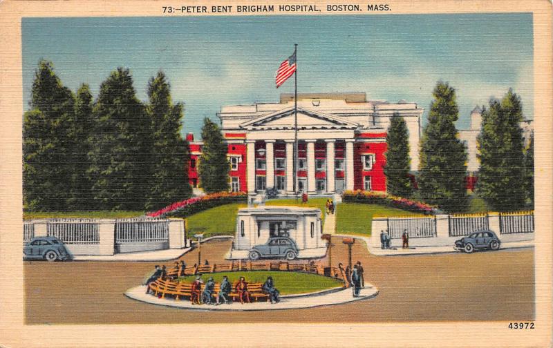 Peter Bent Brigham Hospital, Boston, Massachusetts, Early postcard, used in 1940
