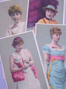Lot of 4 Lovely Ladies Period Dresses Emery Boots Jacksonville Trade Cards