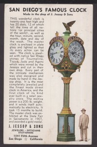 California San Diego's Famous Clock made in the shop of J. Jessop & Sons