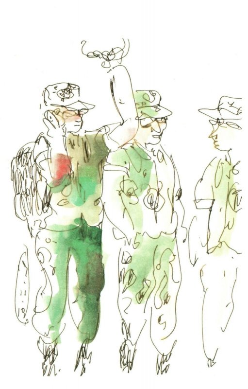 Postcard James Tan Army Boys Singapore From The Book The Art of Urban Sketching