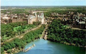 Postcard, bird's-eye view, locks, Rideau Canal, Ottawa, Ontario, Postcard