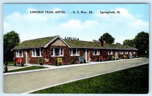 SPRINGFIELD, Illinois IL ~ Roadside LINCOLN TRAIL MOTEL c1940s Linen Postcard