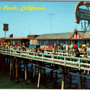 c1950s Redondo Beach, CA Fishing on Monstad Pier Fisherman Village Postcard A133