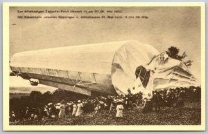 Vtg Zeppelin Catastrophe between Goppingen & Jebenhausen Germany Postcard