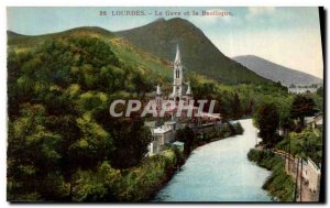 Old Postcard Lourdes Gave and the Basilica