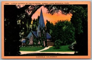 Glendale California 1940s Postcard Little Church Of The Flowers Forest Lawn Park