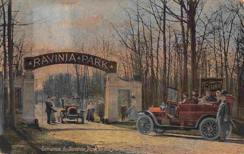 Ravinia Park Entrance Car Northwestern Chicago Illinois 1908 postcard