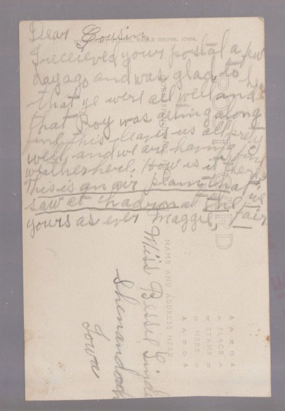 Chadron NEBRASKA RPPC c1910 AIRPLANE PILOT Plane Cockpit C.F. WALSH Aviator FAIR