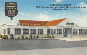 Garfield Ohio 1950s Postcard Garfield Restaurant Seafood Chicken Steaks Chops