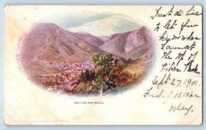 c1901 Manitou Colorado CO Vintage Postcard Pike's Peak Semi Aerial View Posted