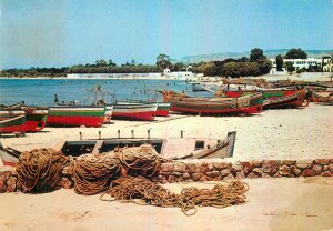 Tunisia Postcard Hammamet Golf image rowing boats beach view