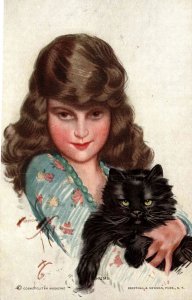 Pretty Lady with Cat - Chums - Cosmopolitan Magazine - in 1910