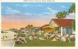 Clearwater Beach  Florida Cabana Colony 1939 Linen Postcard People in Swimsuits