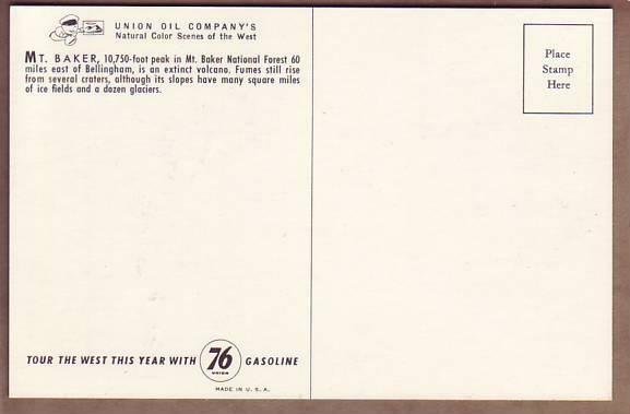 Mount Baker postcard showing snow