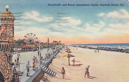 Florida Daytona Beach Broadwalk And Beach Amusememnt Center 1951