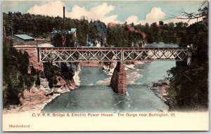 C.V.R.R. Bridge Electric Power House Gorge Near Burlington Vermont VT Postcard