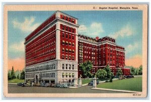 1944 Baptist Hospital Exterior Building Classic Cars Memphis Tennessee Postcard 
