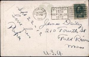 Victoria BC Harbor & CPR Steamships Ships c1910 Postcard