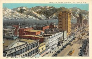 SALT LAKE CITY, UT Main Street Scene Utah ca 1920s Vintage Postcard