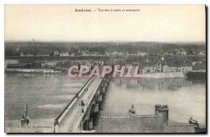 Postcard Old Amboise bridges View and steerage