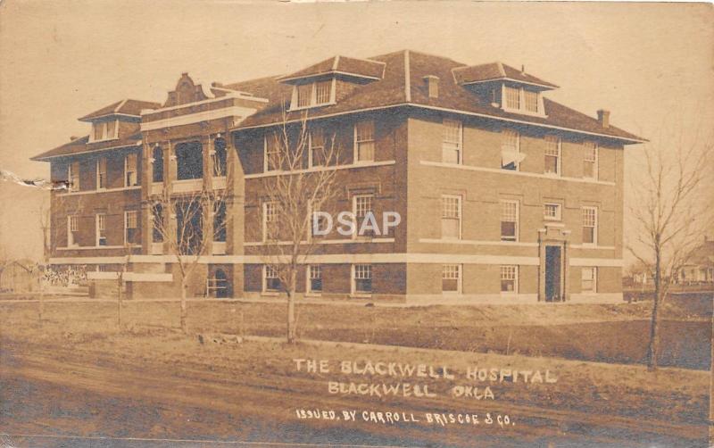 B2/ Blackwell Oklahoma Ok Real Photo RPPC Postcard '19 Hospital Building Briscoe